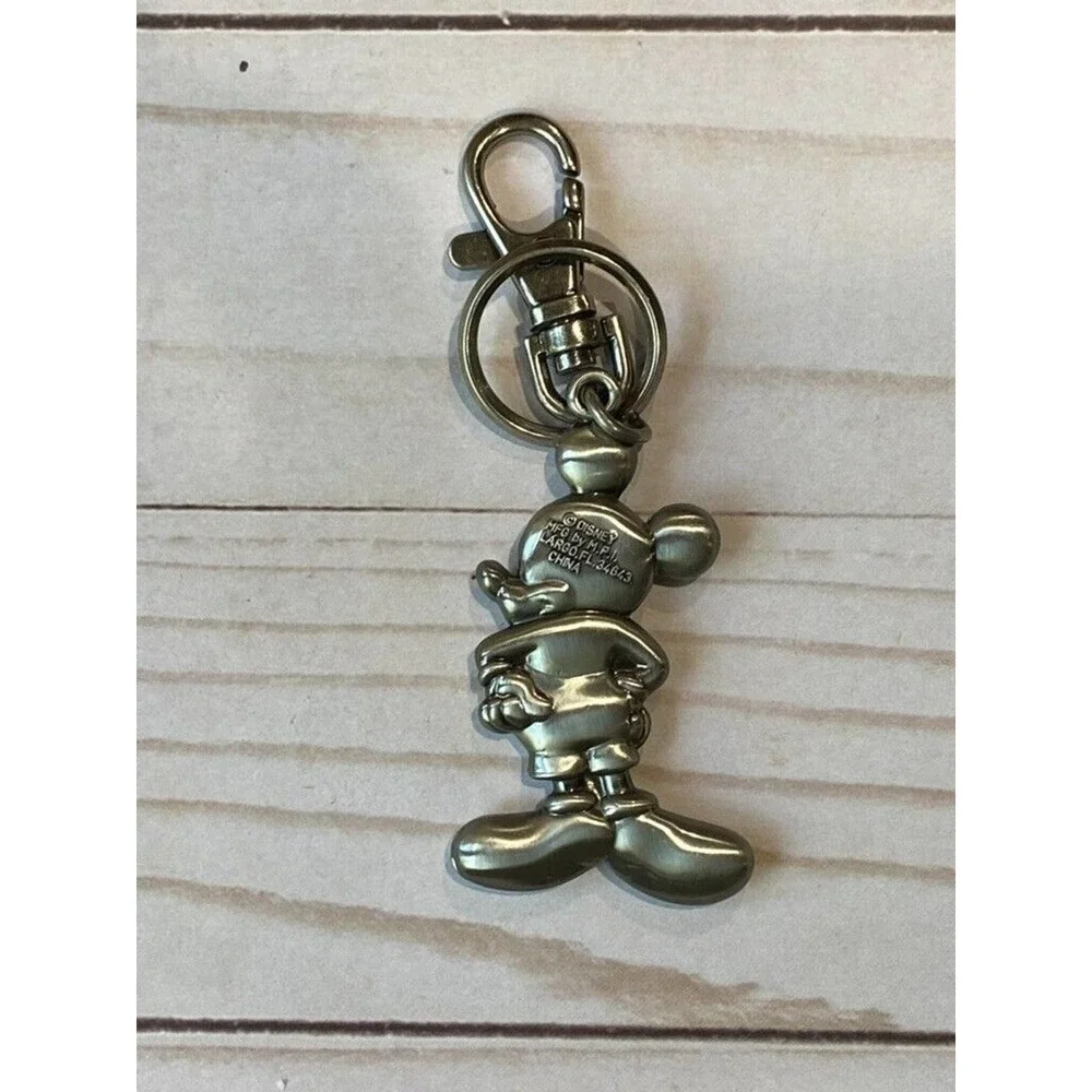 Mickey Mouse Keychain Silver Tone Metal Sculpted Souvenir Key ring